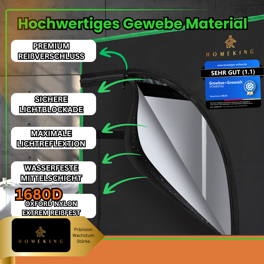 HOMEKING Grow Tent 60x60x180 – Perfect for Beginners & Pros | Cultivation Tent for Hydroponics | Stable, Lightproof & Easy to Maintain | Indoor Greenhouse Hydroponic System | Gray
