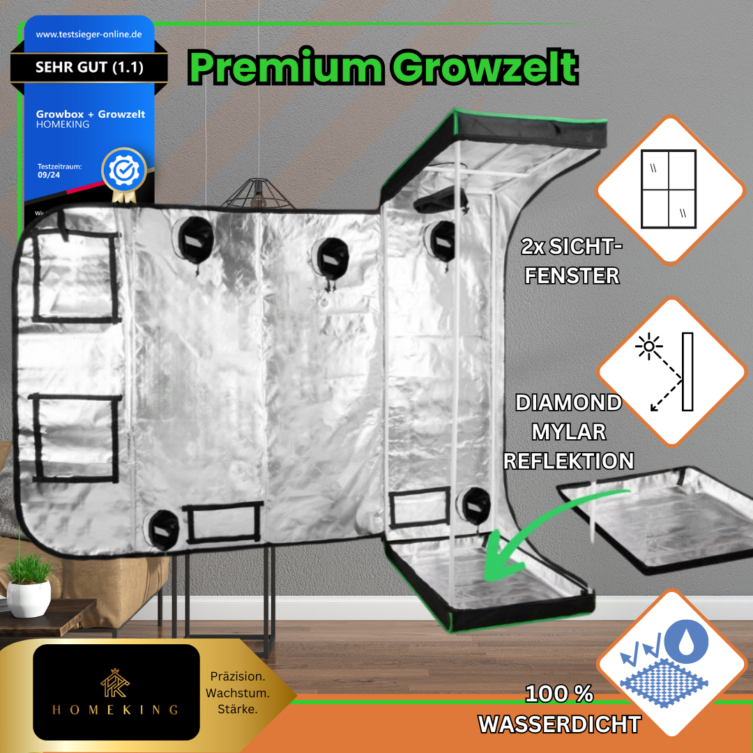 HOMEKING Grow Tent 60x60x180 – Perfect for Beginners & Pros | Cultivation Tent for Hydroponics | Stable, Lightproof & Easy to Maintain | Indoor Greenhouse Hydroponic System | Gray