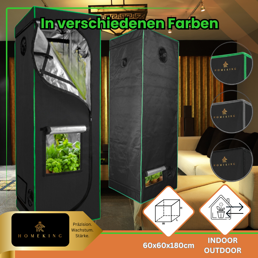 HOMEKING Grow Tent 60x60x180 – Perfect for Beginners & Pros | Cultivation Tent for Hydroponics | Stable, Lightproof & Easy to Maintain | Indoor Greenhouse Hydroponic System | Gray