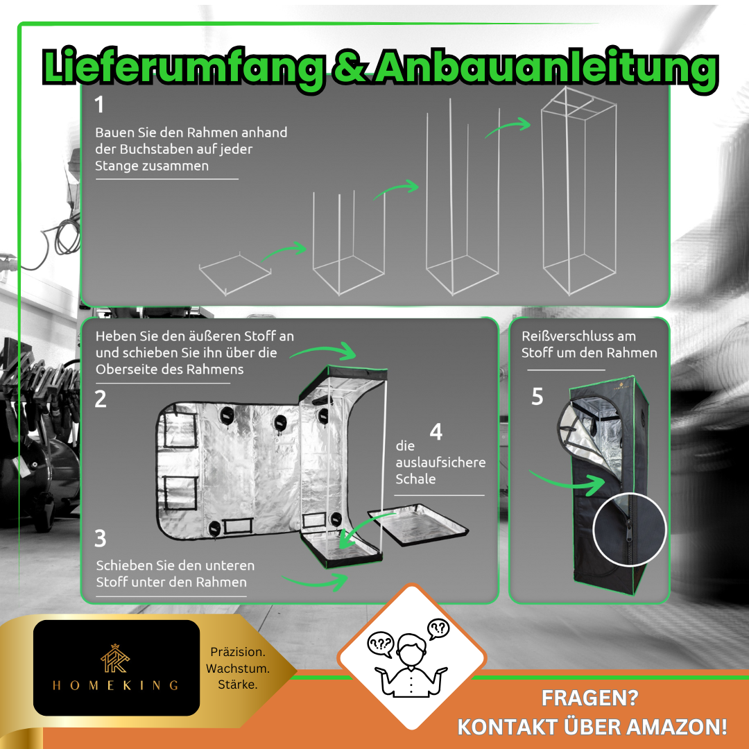 HOMEKING Grow Tent 60x60x180 – Perfect for Beginners & Pros | Cultivation Tent for Hydroponics | Stable, Lightproof & Easy to Maintain | Indoor Greenhouse Hydroponic System | Gray